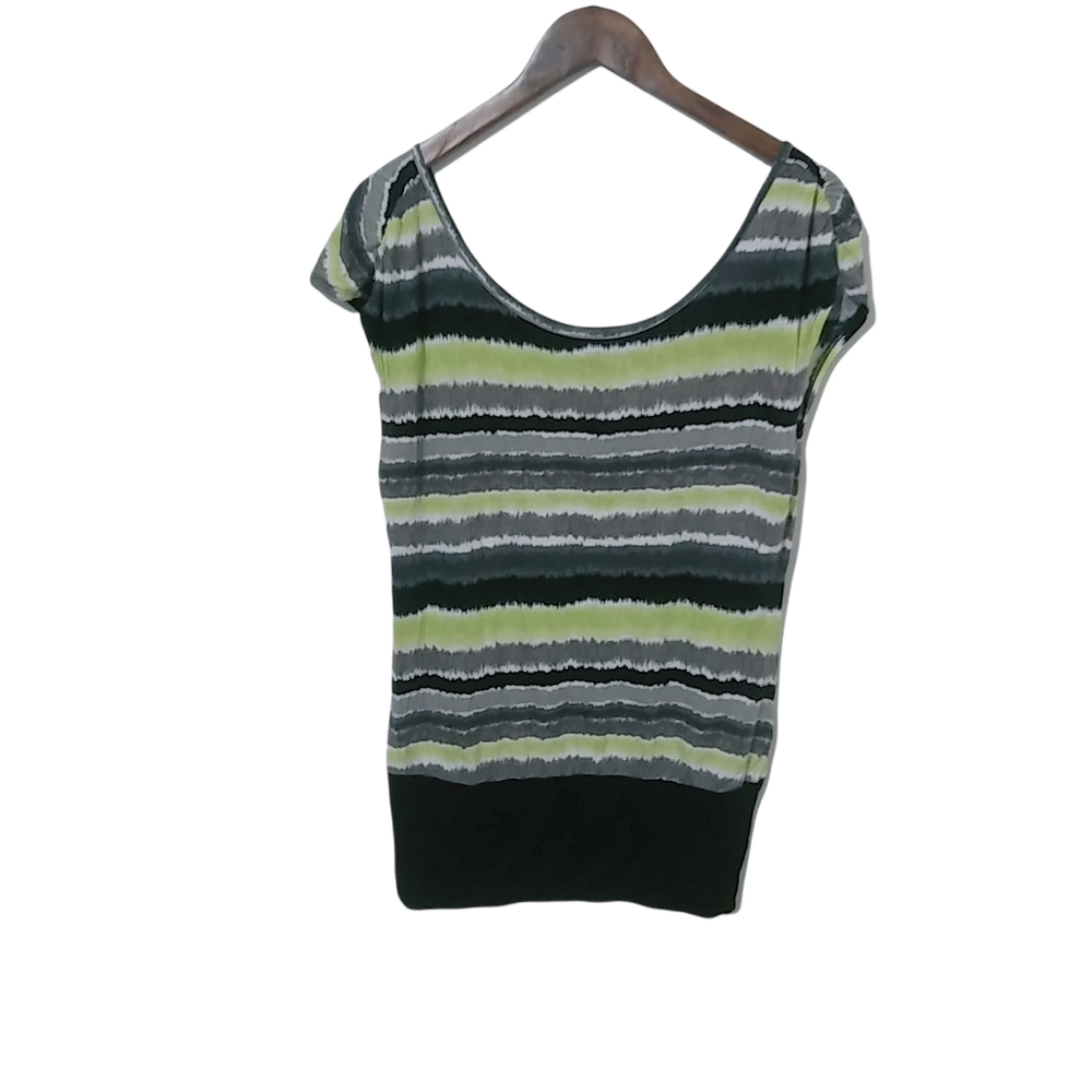 Guess M Black Lime Striped Bubble Top